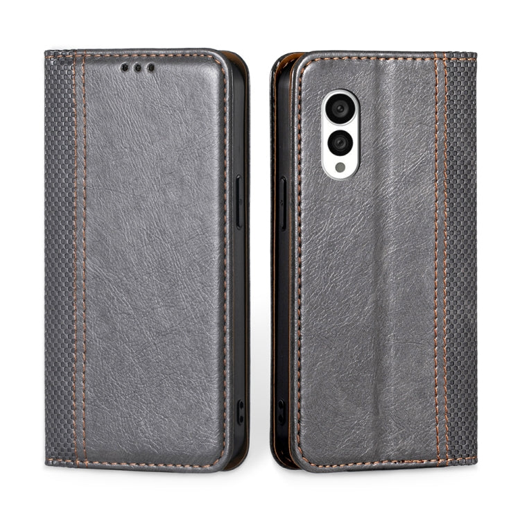 For Fujitsu Arrows N F-51C Grid Texture Magnetic Flip Leather Phone Case