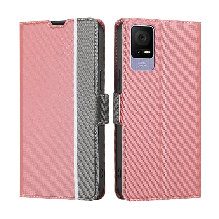 For TCL 405 / 406 / 408 Twill Texture Side Button Leather Phone Case