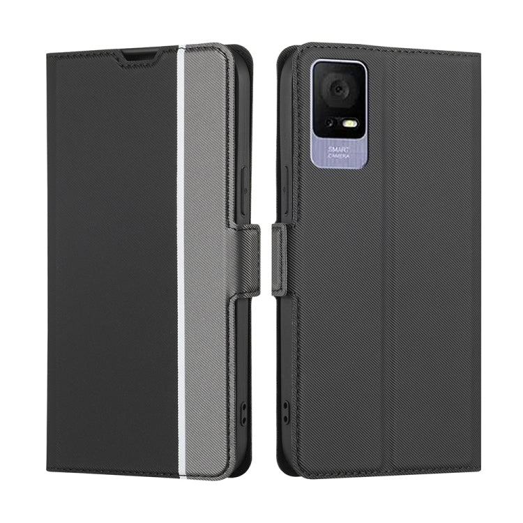 For TCL 405 / 406 / 408 Twill Texture Side Button Leather Phone Case