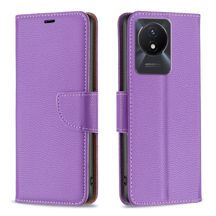 For vivo Y02 4G Litchi Texture Pure Color Leather Phone Case