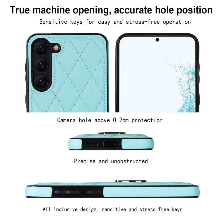 For Samsung Galaxy S23 5G Rhombic PU Leather Phone Case with Ring Holder