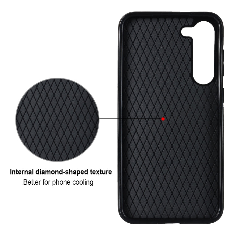 For Samsung Galaxy S23+ 5G Rhombic PU Leather Phone Case with Ring Holder