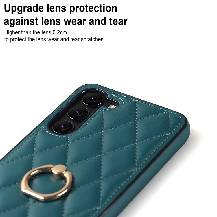 For Samsung Galaxy S23+ 5G Rhombic PU Leather Phone Case with Ring Holder