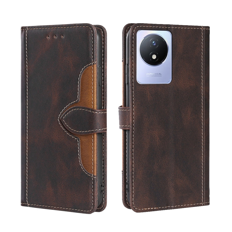 For vivo Y02 4G Skin Feel Magnetic Buckle Leather Phone Case