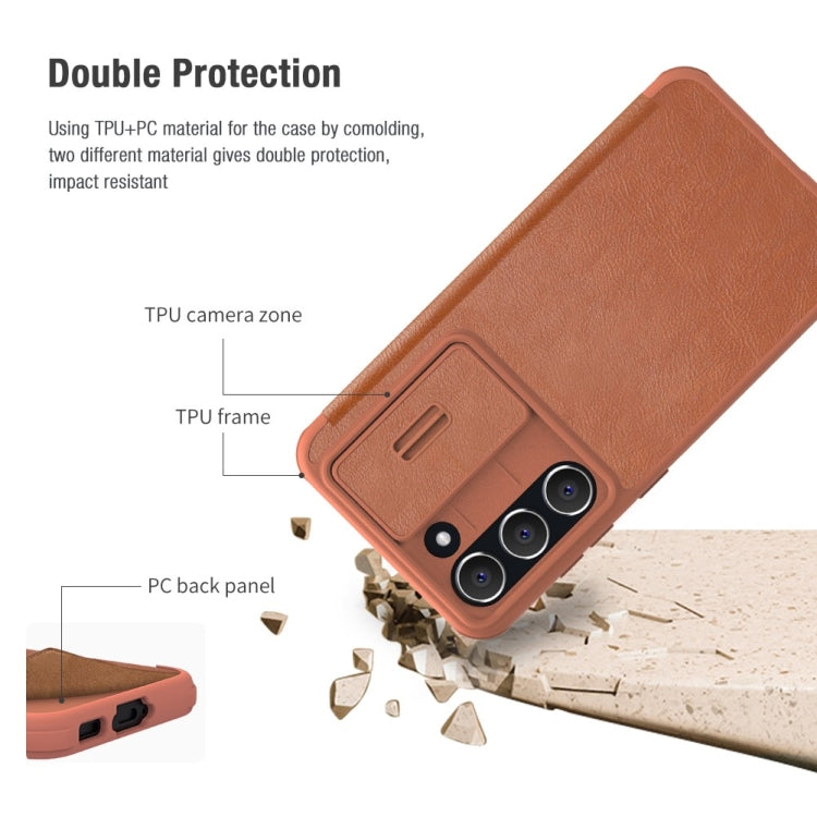 For Samsung Galaxy S23+ 5G NILLKIN QIN Series Pro Sliding Camera Cover Design Leather Phone Case