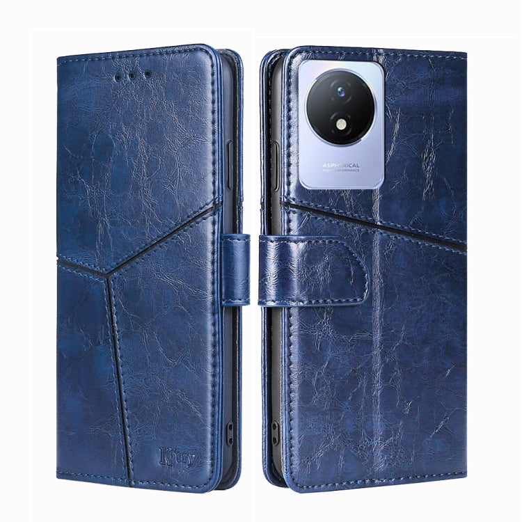 For vivo Y02 4G Geometric Stitching Horizontal Flip Leather Phone Case