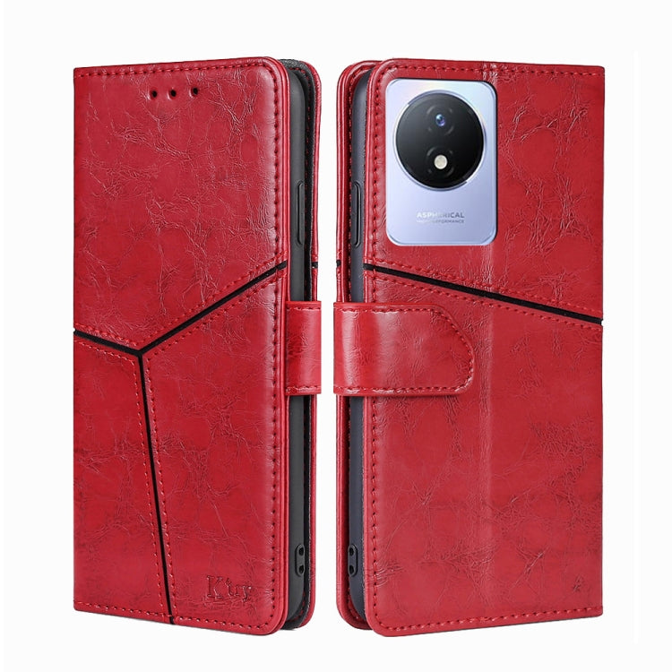 For vivo Y02 4G Geometric Stitching Horizontal Flip Leather Phone Case