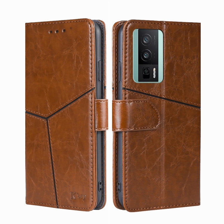 For Xiaomi Redmi K60 / K60 Pro Geometric Stitching Horizontal Flip Leather Phone Case