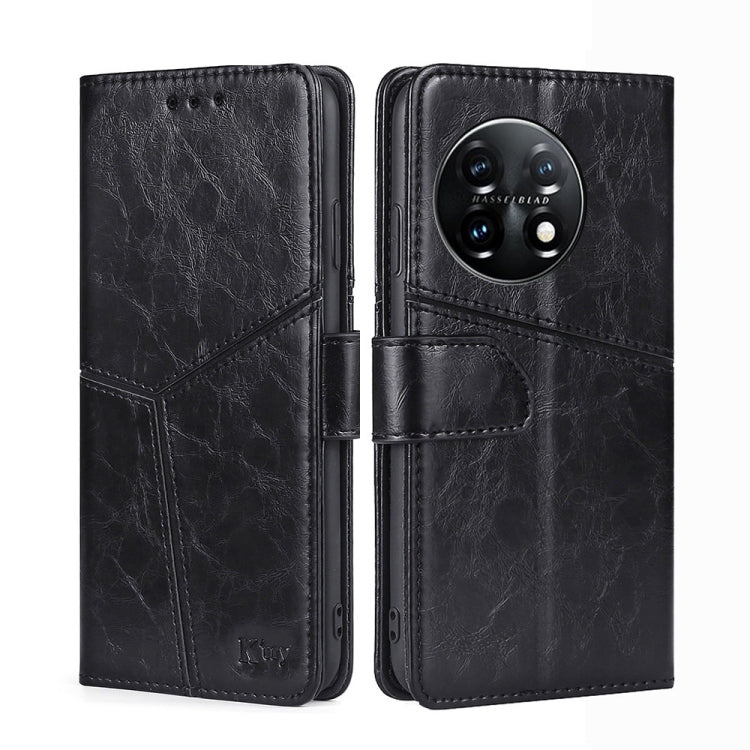 For OnePlus 11 Geometric Stitching Horizontal Flip Leather Phone Case