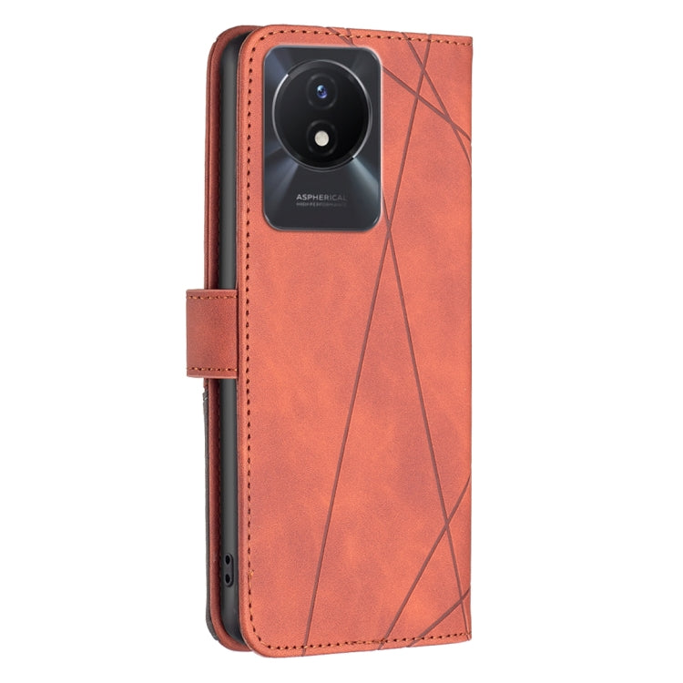 For vivo Y02 4G Magnetic Buckle Rhombus Texture Leather Phone Case