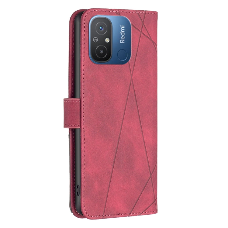 For Xiaomi Redmi 12C Magnetic Buckle Rhombus Texture Leather Phone Case