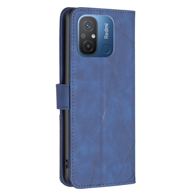 For Xiaomi Redmi 12C Magnetic Buckle Rhombus Texture Leather Phone Case