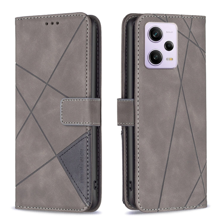 For Xiaomi Redmi Note 12 Pro 5G Global Magnetic Buckle Rhombus Texture Leather Phone Case