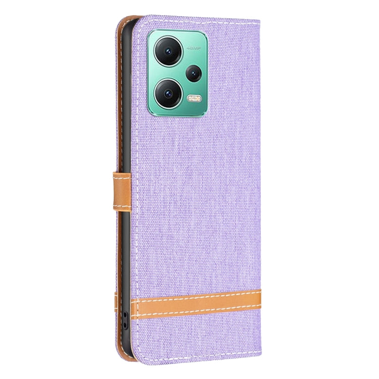 For Xiaomi Redmi Note 12 Global Color Block Denim Texture Leather Phone Case