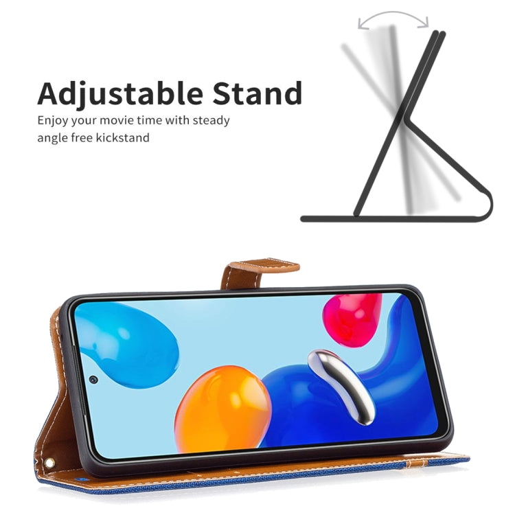 For Xiaomi Redmi Note 12S 4G / Note 11 Color Block Denim Texture Leather Phone Case