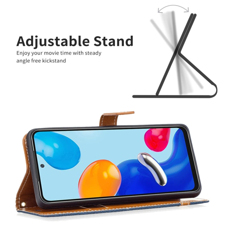 For Xiaomi Redmi Note 12S 4G / Note 11 Color Block Denim Texture Leather Phone Case