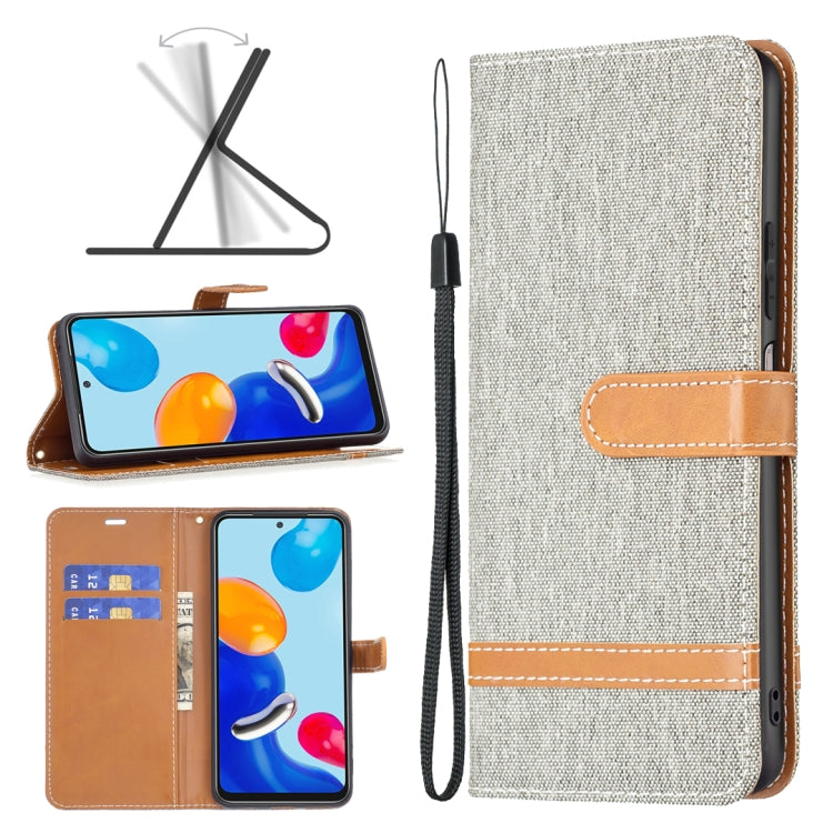 For Xiaomi Redmi Note 12S 4G / Note 11 Color Block Denim Texture Leather Phone Case