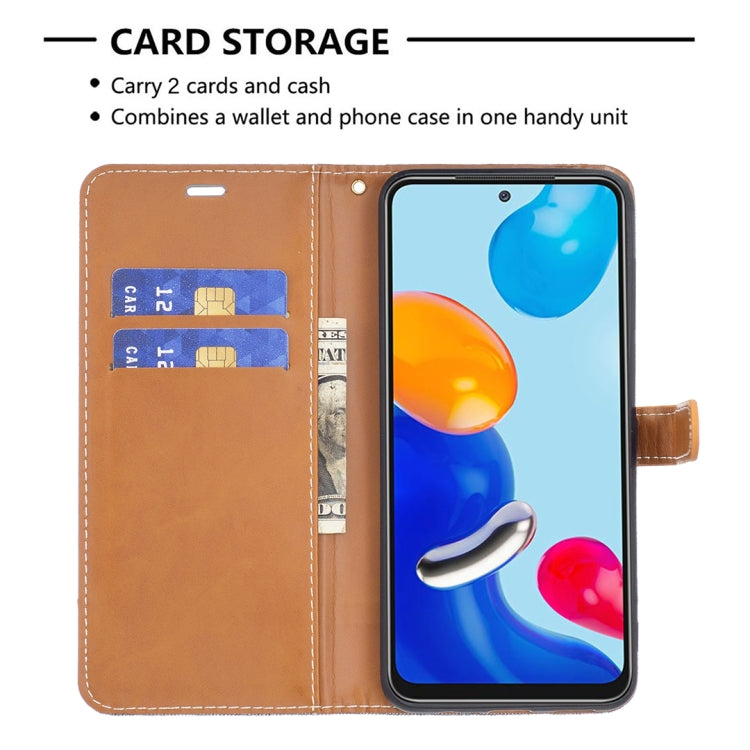 For Xiaomi Redmi Note 12S 4G / Note 11 Color Block Denim Texture Leather Phone Case