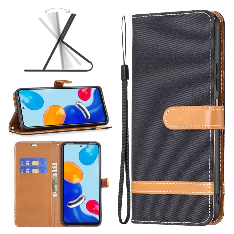 For Xiaomi Redmi Note 12S 4G / Note 11 Color Block Denim Texture Leather Phone Case
