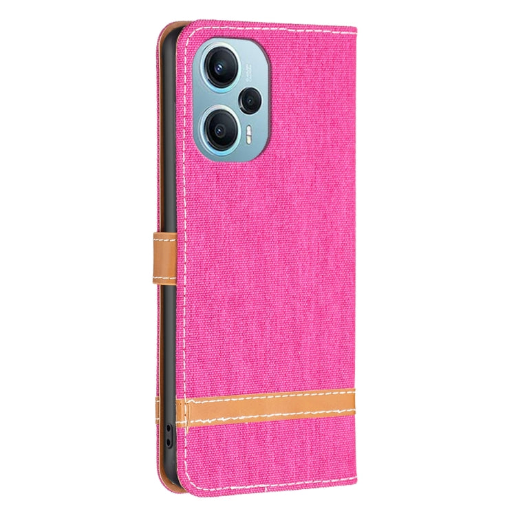 For Xiaomi Poco F5 5G / Redmi Note 12 Turbo Color Block Denim Texture Leather Phone Case
