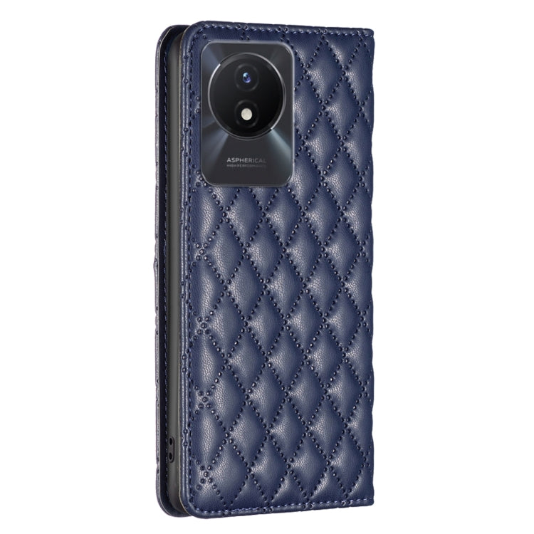 For vivo Y02 4G Diamond Lattice Magnetic Leather Flip Phone Case