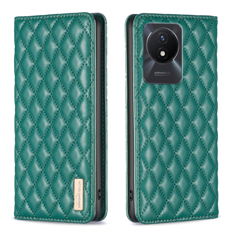 For vivo Y02 4G Diamond Lattice Magnetic Leather Flip Phone Case