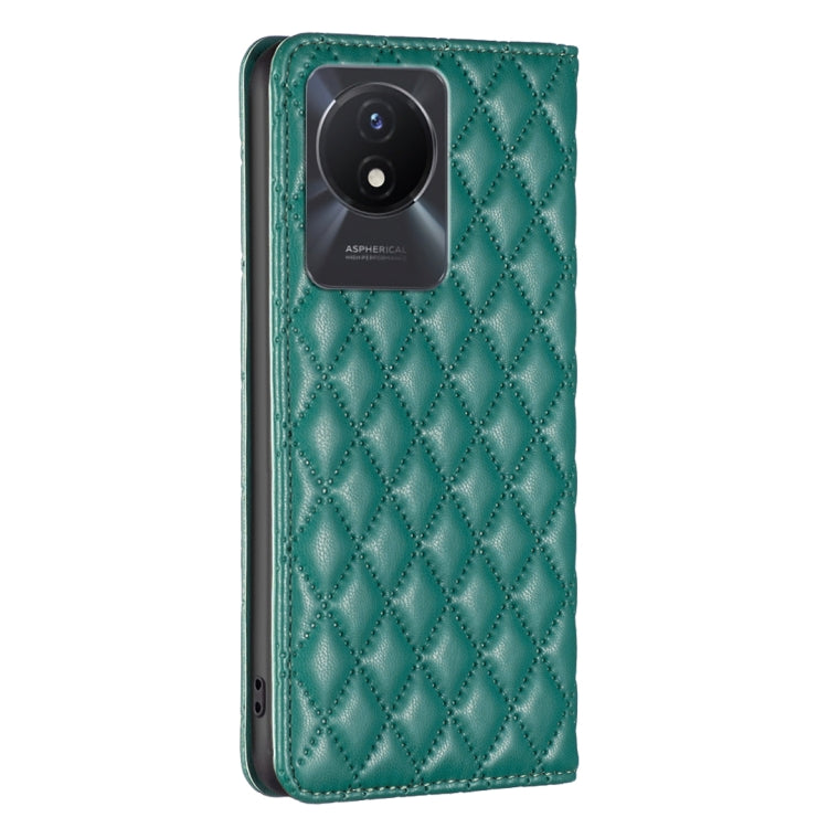 For vivo Y02 4G Diamond Lattice Magnetic Leather Flip Phone Case