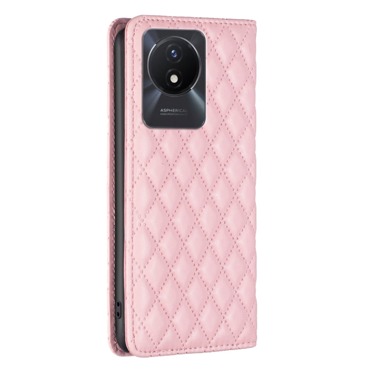 For vivo Y02 4G Diamond Lattice Magnetic Leather Flip Phone Case