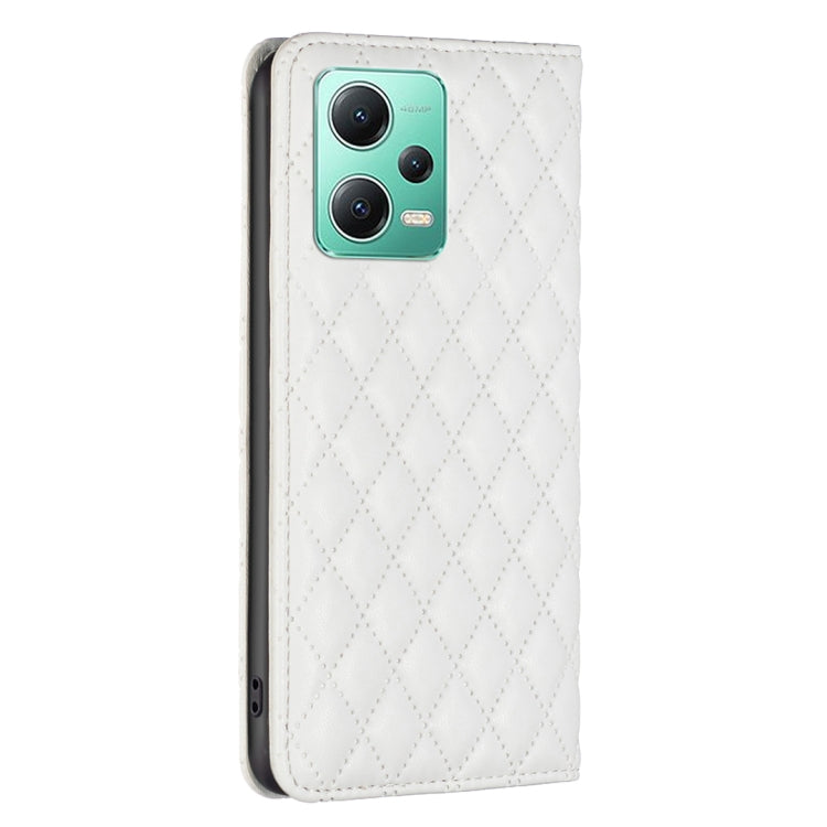 For Xiaomi Redmi Note 12 Global Diamond Lattice Magnetic Leather Flip Phone Case