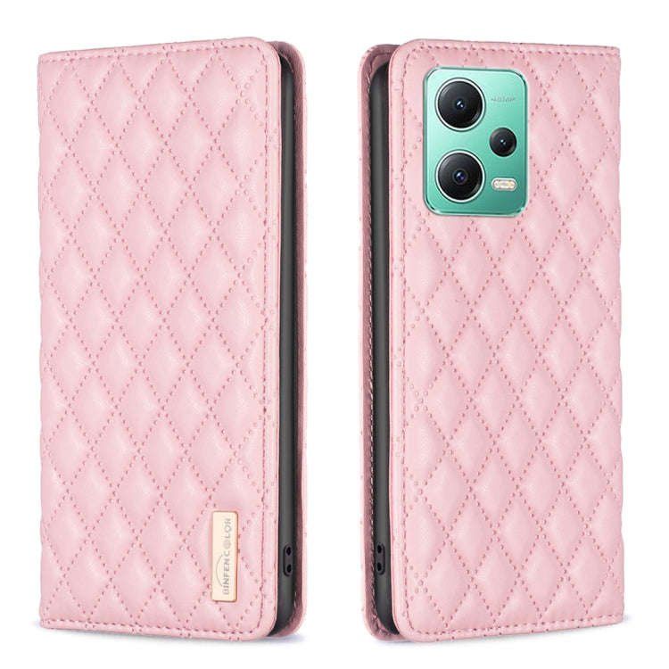 For Xiaomi Redmi Note 12 Global Diamond Lattice Magnetic Leather Flip Phone Case
