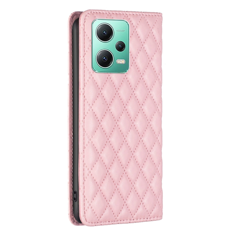 For Xiaomi Redmi Note 12 Global Diamond Lattice Magnetic Leather Flip Phone Case
