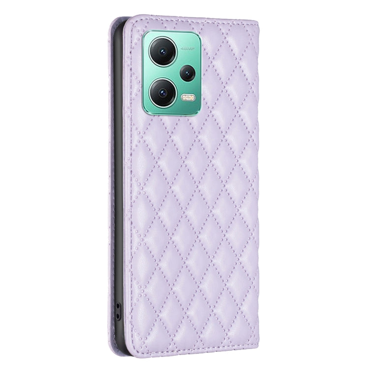 For Xiaomi Redmi Note 12 Global Diamond Lattice Magnetic Leather Flip Phone Case