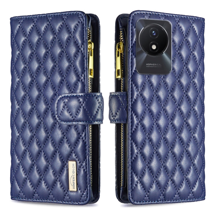 For vivo Y02 4G Diamond Lattice Zipper Wallet Leather Flip Phone Case