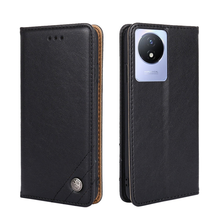 For vivo Y02 4G Non-Magnetic Retro Texture Horizontal Flip Leather Case