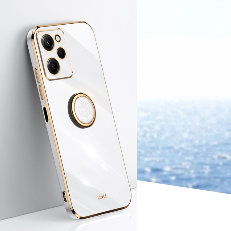 For Xiaomi Redmi Note 12 Pro Speed XINLI Straight Edge 6D Electroplate TPU Phone Case with Ring Holder
