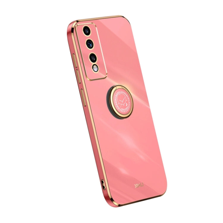 For Honor 80 GT 5G XINLI Straight Edge 6D Electroplate TPU Phone Case with Ring Holder