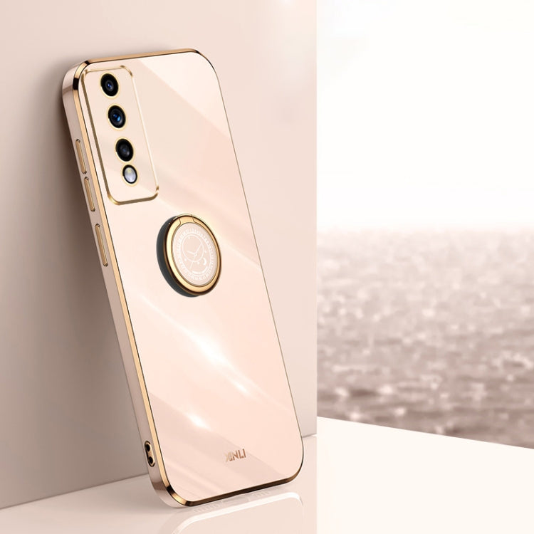 For Honor 80 GT 5G XINLI Straight Edge 6D Electroplate TPU Phone Case with Ring Holder