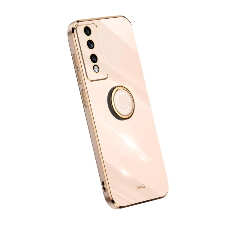 For Honor 80 GT 5G XINLI Straight Edge 6D Electroplate TPU Phone Case with Ring Holder