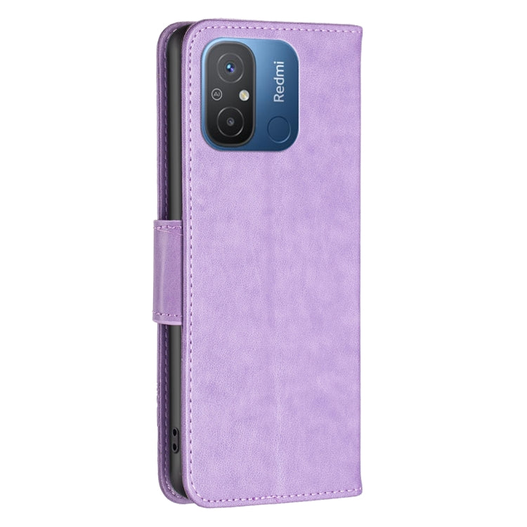 For Xiaomi Redmi 12C Embossing Two Butterflies Pattern Leather Phone Case