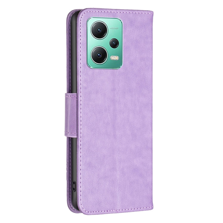 For Xiaomi Redmi Note 12 Global Embossing Two Butterflies Pattern Leather Phone Case