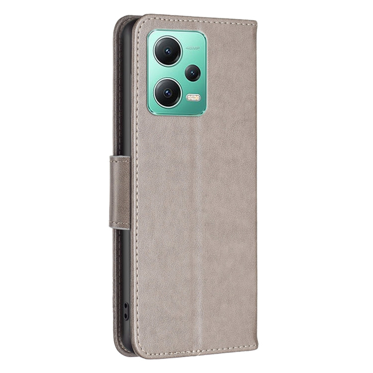 For Xiaomi Redmi Note 12 Global Embossing Two Butterflies Pattern Leather Phone Case