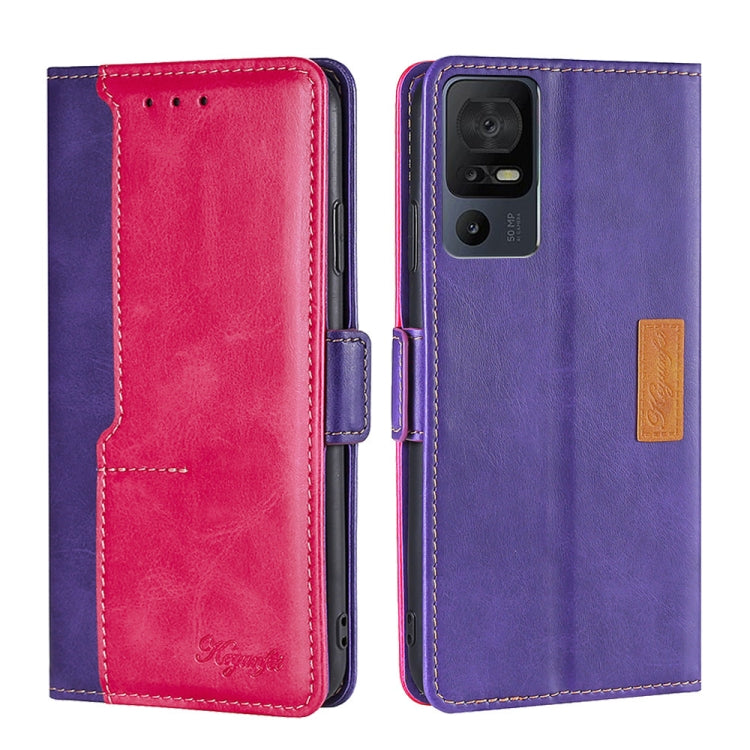 For TCL 40 SE Contrast Color Side Buckle Leather Phone Case