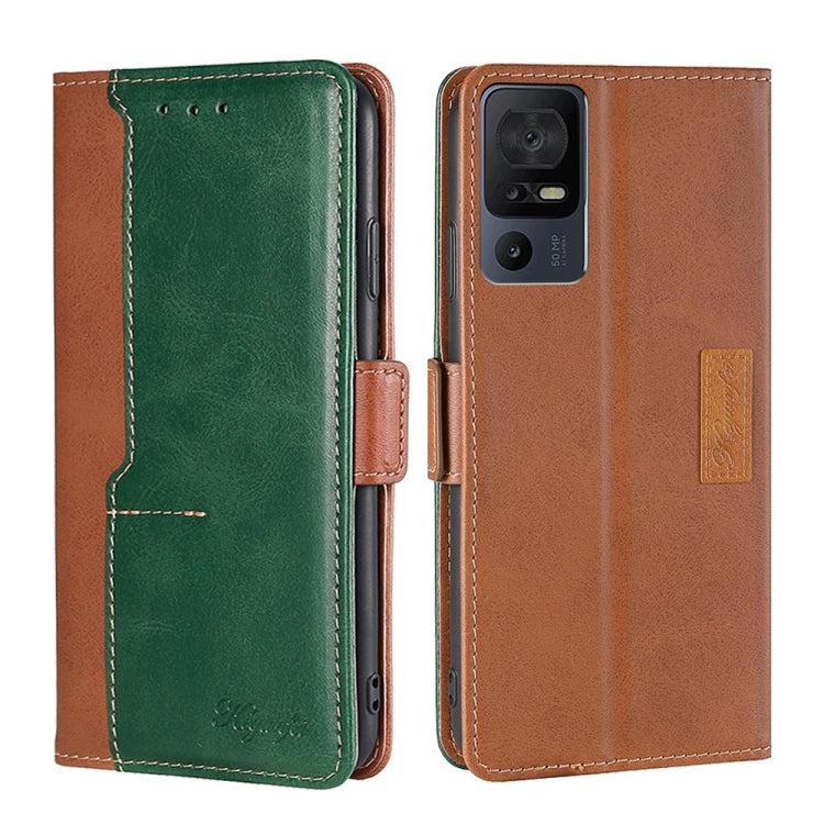 For TCL 40 SE Contrast Color Side Buckle Leather Phone Case