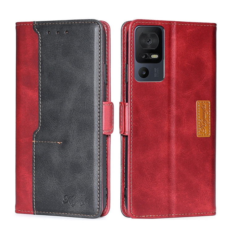 For TCL 40 SE Contrast Color Side Buckle Leather Phone Case
