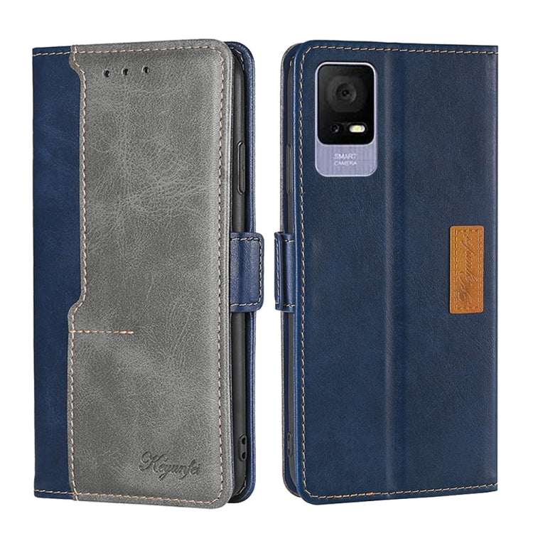 For TCL 405 / 406 / 408 Contrast Color Side Buckle Leather Phone Case