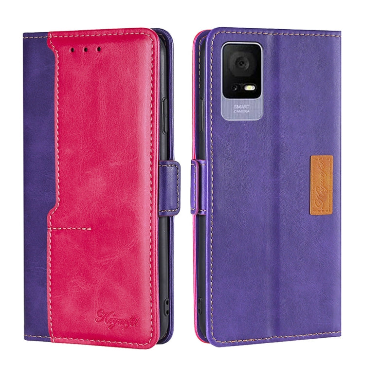For TCL 405 / 406 / 408 Contrast Color Side Buckle Leather Phone Case