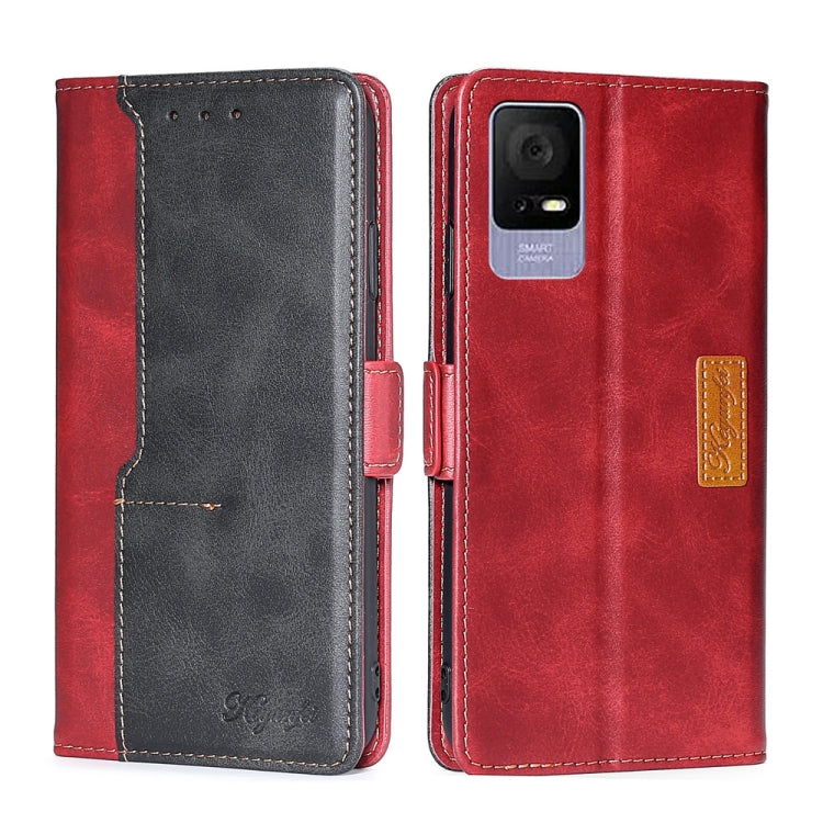 For TCL 405 / 406 / 408 Contrast Color Side Buckle Leather Phone Case