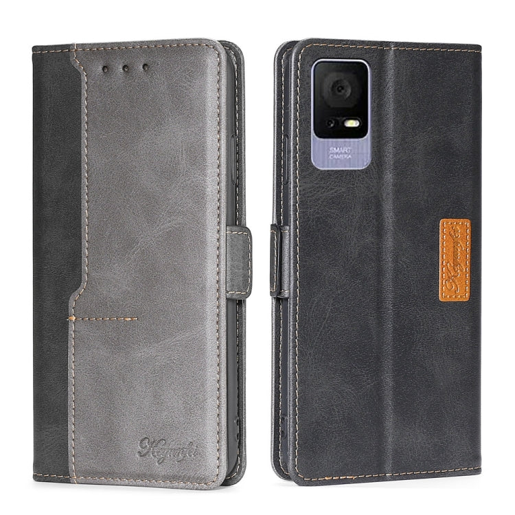 For TCL 405 / 406 / 408 Contrast Color Side Buckle Leather Phone Case