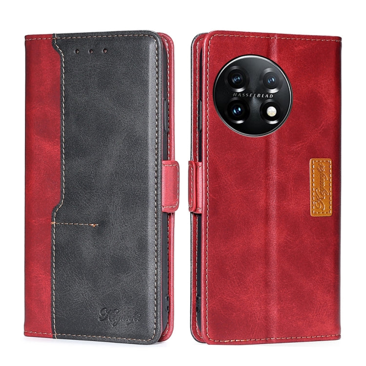 For OnePlus 11 Contrast Color Side Buckle Leather Phone Case