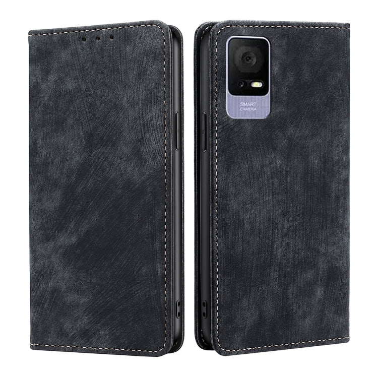For TCL 405 / 406 / 408 RFID Anti-theft Brush Magnetic Leather Phone Case